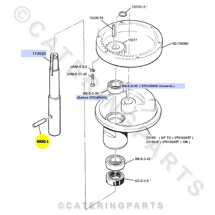 HOBART 650621 BEATER MIXER METAL LOCATING PIN 35mm x 8mm A200 A120
